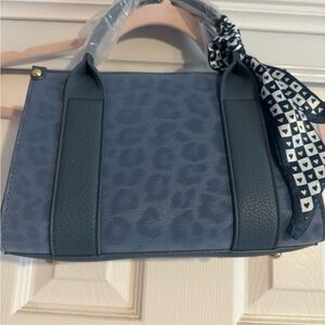 Stylish Blue Leopard Print Handbag SMALL